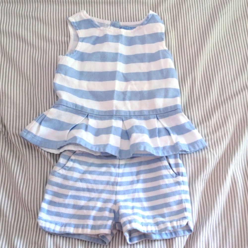 Gingersnaps matching set summer blue striped
